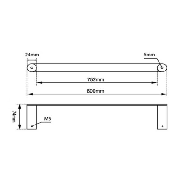 Esperia Brushed Nickel Single Towel Rail 800mm