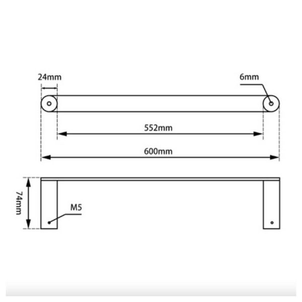 Esperia Brushed Nickel Single Towel Rail 600mm