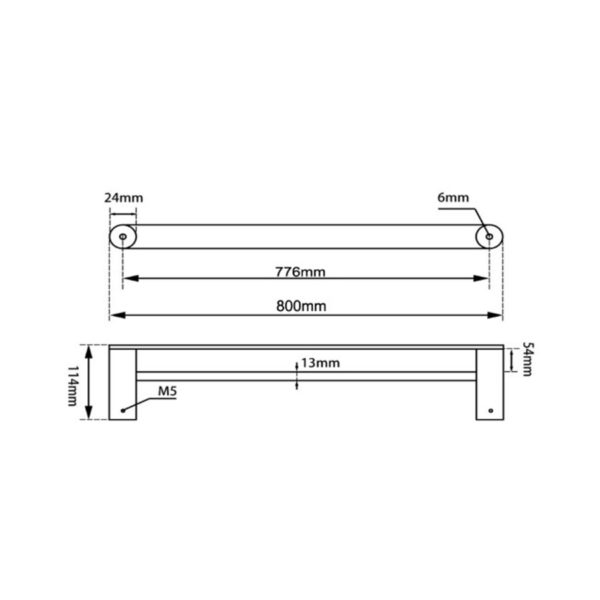 Esperia Brushed Nickel Double Towel Rail 800mm