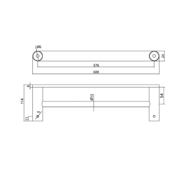 Esperia Brushed Nickel Double Towel Rail 600mm