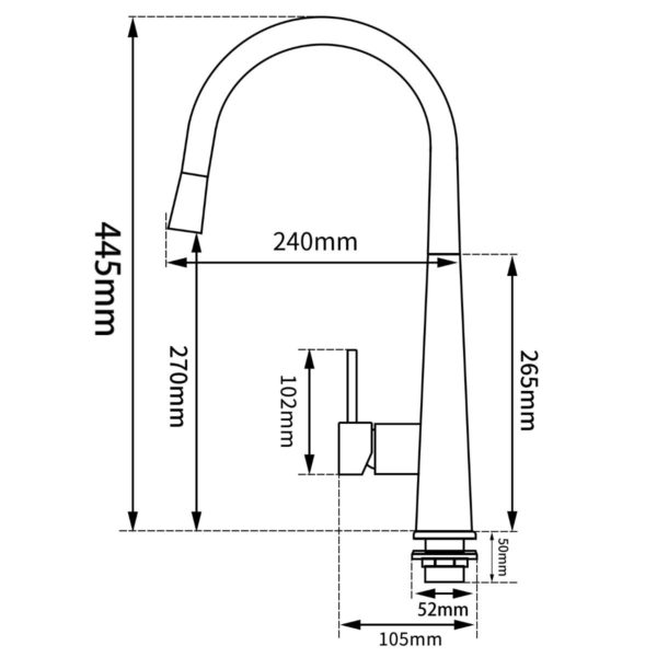 Round Brushed Nickel Pull Out Kitchen Sink Mixer Tap