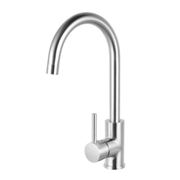 Round Brushed Nickel Kitchen Sink Mixer Tap