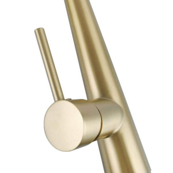 Round Brushed Yellow Gold Pull Out Kitchen Sink Mixer Tap