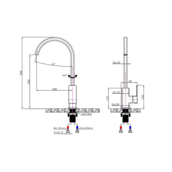 IVANO Series Chrome Square Kitchen Mixer