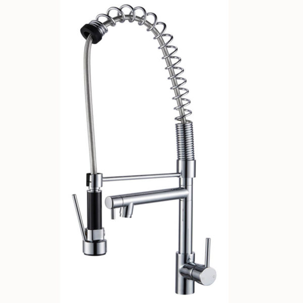 Spring Chrome Commercial Double Spout Kitchen Sink Mixer Tap