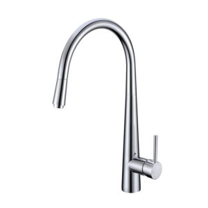 Round Chrome Pull Out Kitchen Sink Mixer Tap