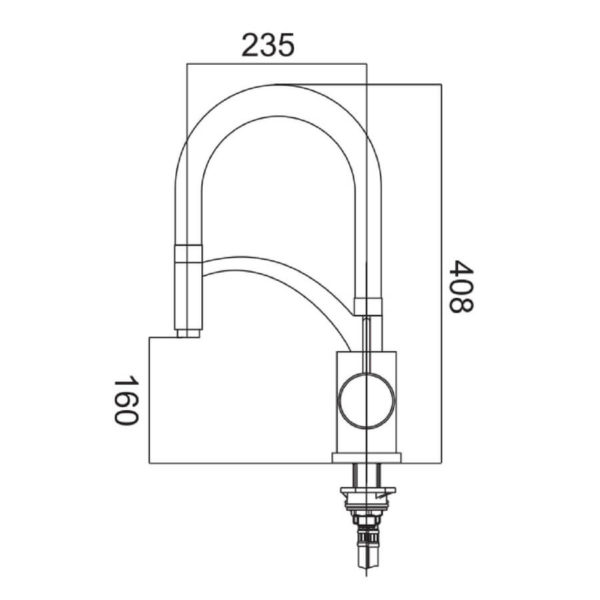 Brass Pull Down Rubber Spout Kitchen Mixer