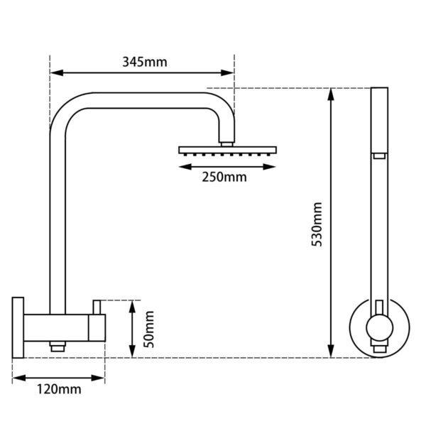 530mm Height 10'' Round Chrome Shower Station Top Water Inlet