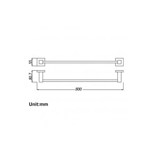 BLAZE Series Chrome Single Towel Rail 800mm