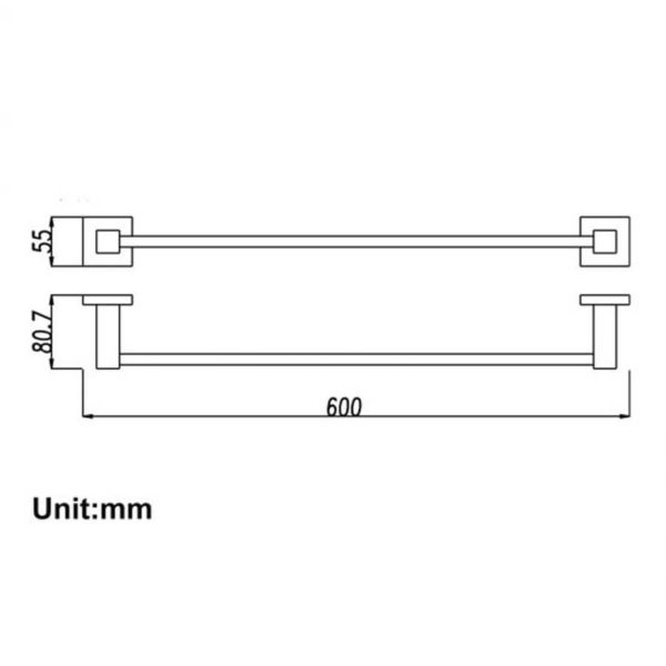 BLAZE Series Chrome Single Towel Rail 600mm