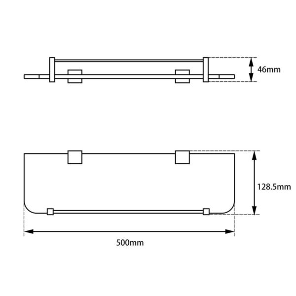 BLAZE Series Chrome Glass Shelf Holder 500mm