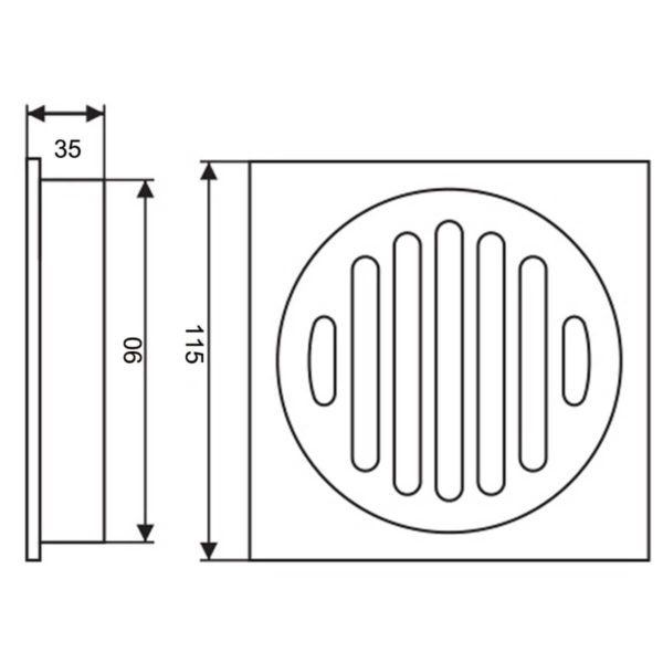 115*115mm Black Brass Tile Insert Floor Drain(90mm Outlet)