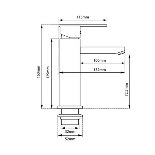 BLAZE Series Square Black Basin Mixer