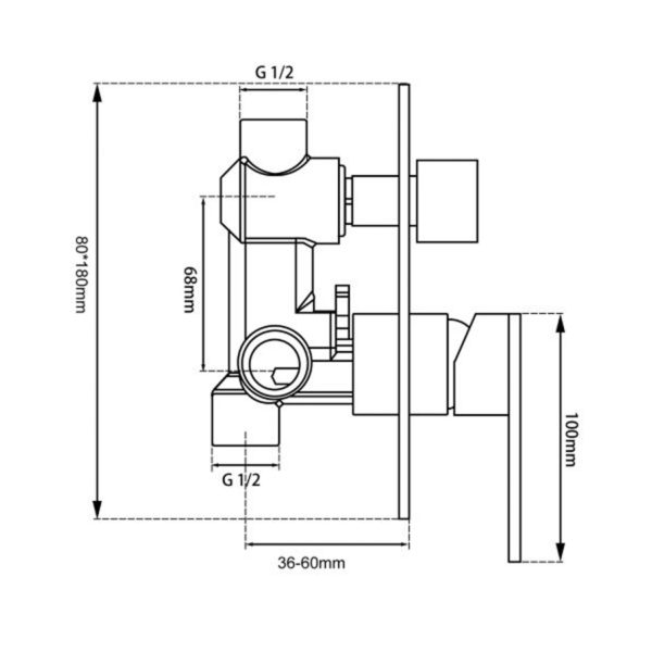 BLAZE Series Black Shower/Bath Mixer Diverter(color up)