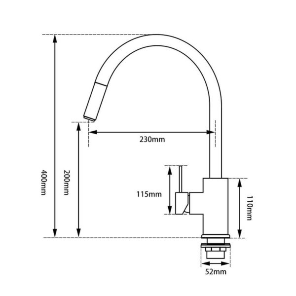 Round Black Pull Out Kitchen Sink Mixer Tap