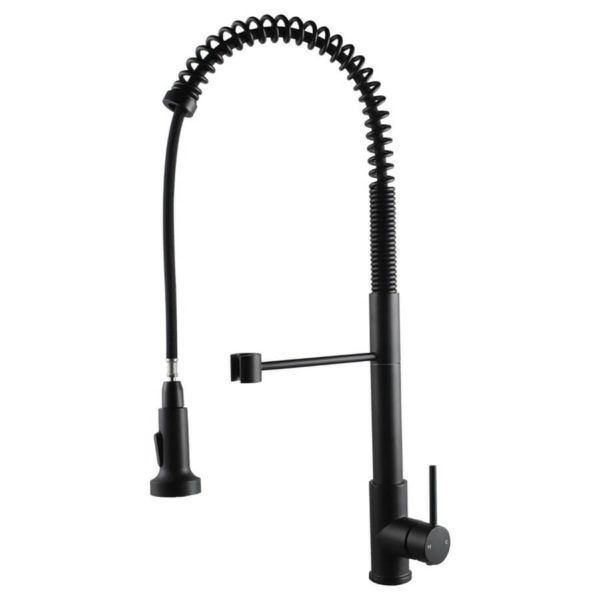 Round Black Pull Out Kitchen Sink Mixer Tap Black