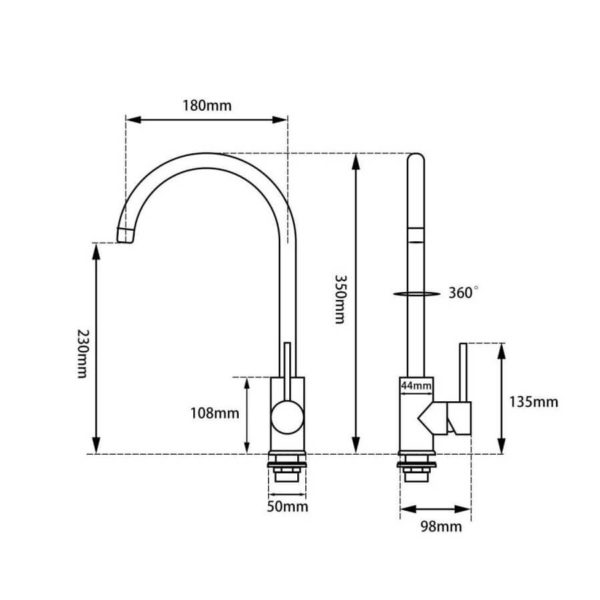 Round Matt Black Kitchen Sink Mixer Tap