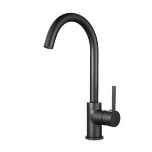 Round Matt Black Kitchen Sink Mixer Tap