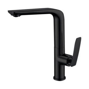 Black Swivel Flick Kitchen Sink Mixer Tap Solid Brass