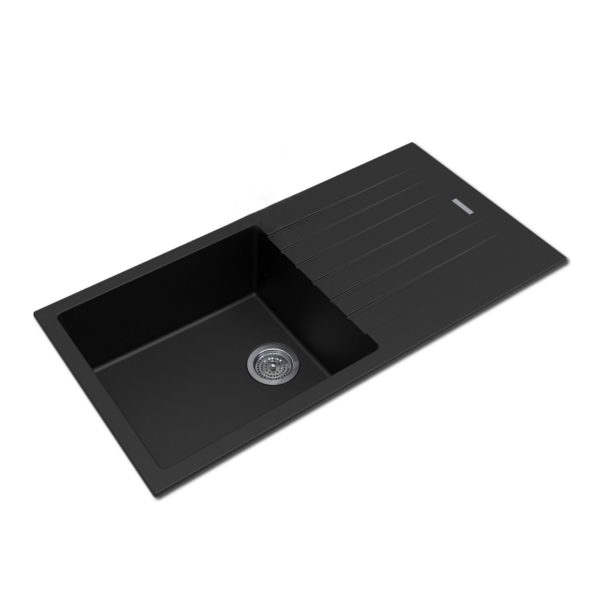 Black Granite Quartz Stone Kitchen Sink with drainboard Top/Undermount 1000X500X200mm