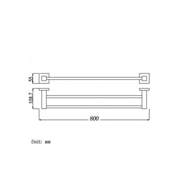 BLAZE Series Black Double Towel Rail 800mm