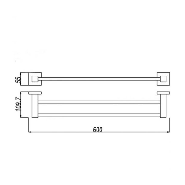 BLAZE Series Black Double Towel Rail 600mm