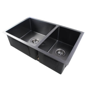 1.2mm Handmade Concrete Grey Round Corners Double Bowls Top/Undermount/Flush Mount Kitchen Sink 715X450X205mm