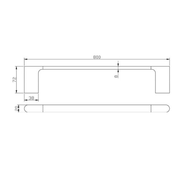 AU Series Black Single Towel Rail 800mm