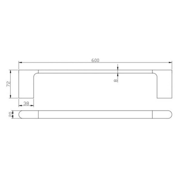 AU Series Black Single Towel Rail 600mm