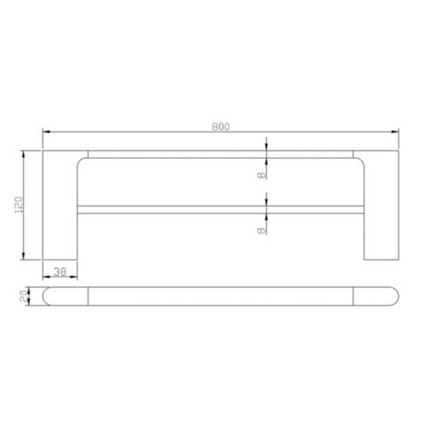 AU Series Black Double Towel Rail 800mm