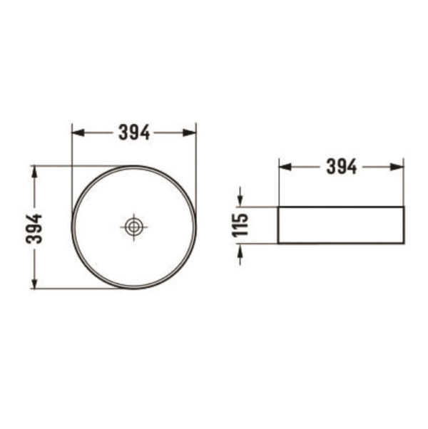 Above Counter Basin Gloss White 394X394X115mm