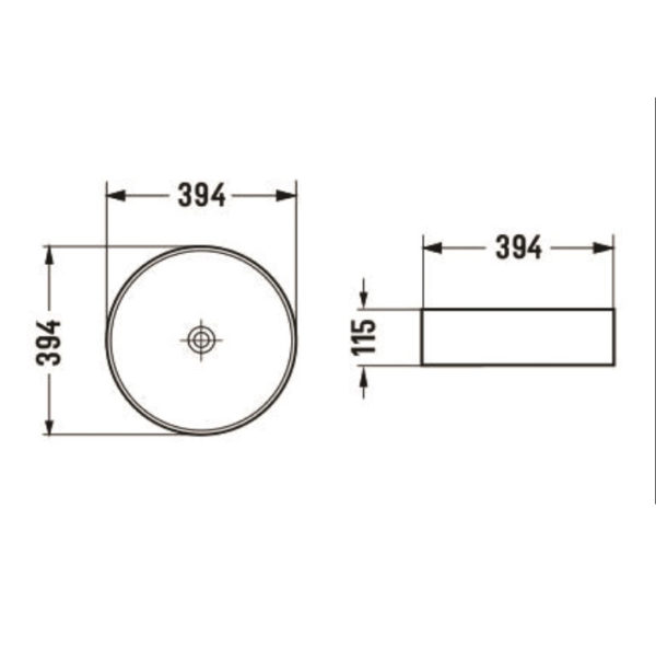 Above Counter Basin Matt Black 394X394X115mm