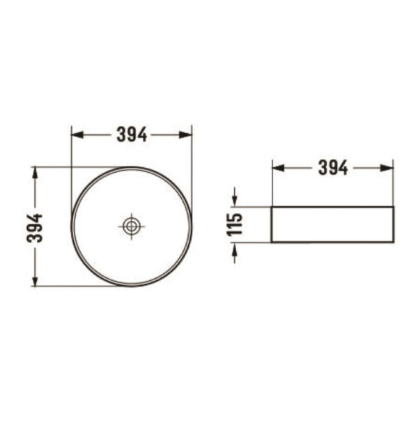 Above Counter Basin Matt White 394X394X115mm