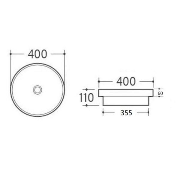 Insert Basin Gloss White Fine Ceramic 400X400X110MM