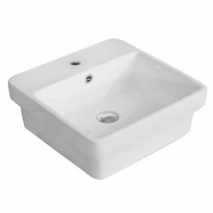 Insert Basin with tap hole Gloss White Fine Ceramic 410X410X130MM