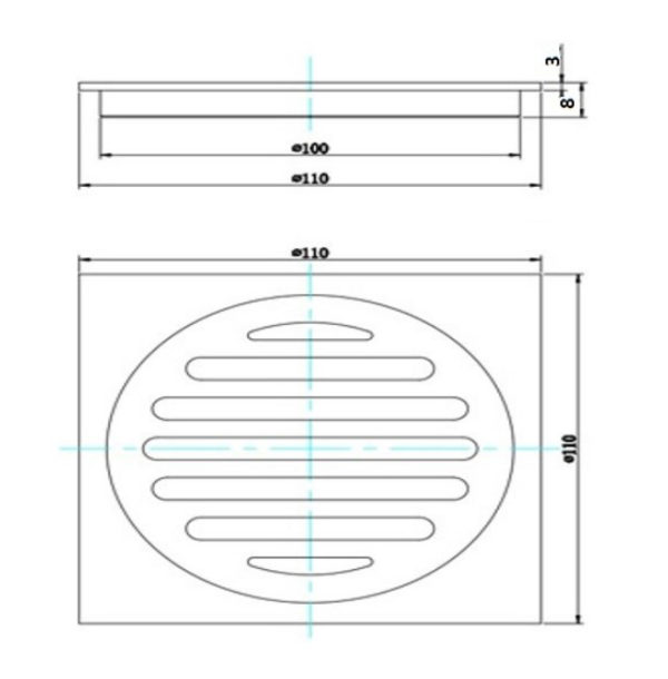 Square Black Brass Floor Waste Drain Shower Grate 110*110mm