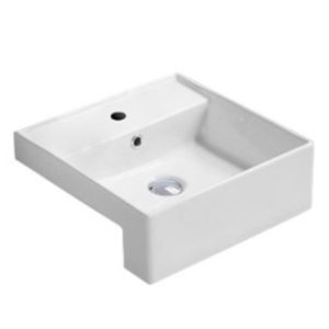 Semi recess Basin Gloss White Fine Ceramic 410x410x140mm