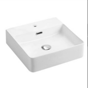 Wall Hung / Above Counter Matte White Fine Ceramic (with tap hole) 425x425x130mm