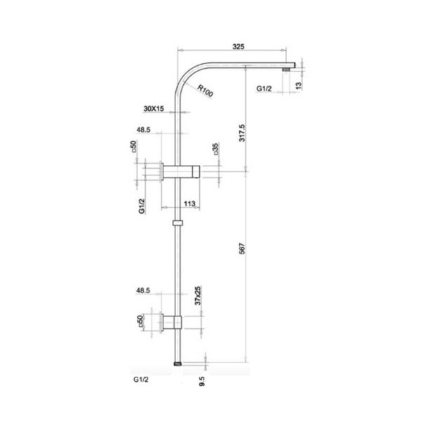 Esperia 10 Inch Brushed Nickel Square Shower Station