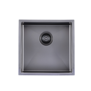 Gun Metal Grey 440x440x205mm Satin Stainless Steel Handmade Single Bowl Sink for Flush Mount and Undermount