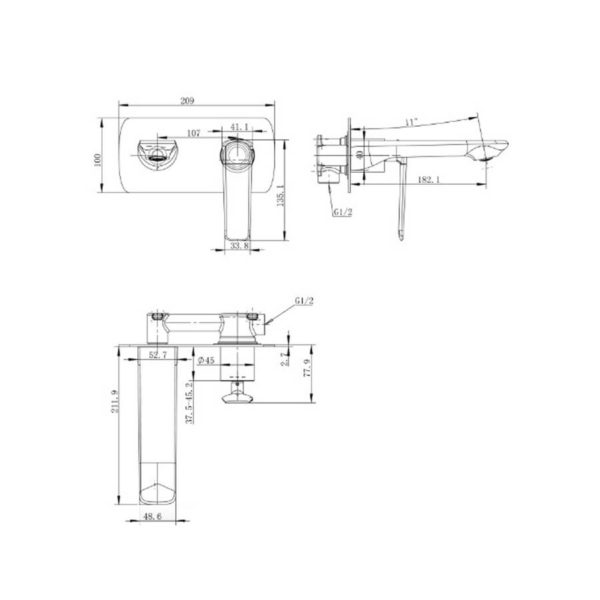 Esperia Brushed Nickel Wall Mixer With Spout